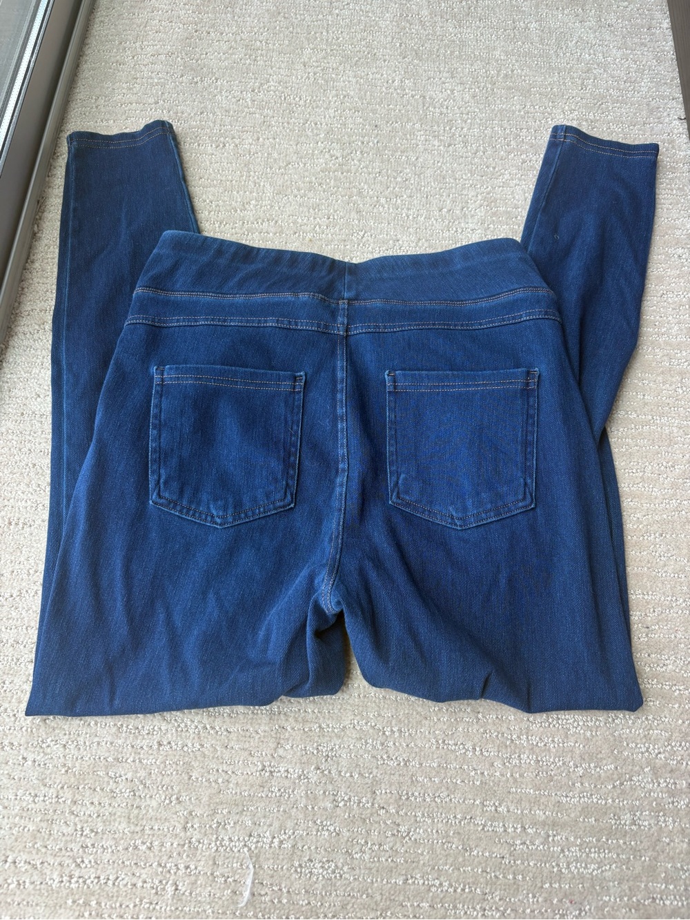 Women's Dark Blue Denim-Look Stretch Jeans - Picture 2 of 3